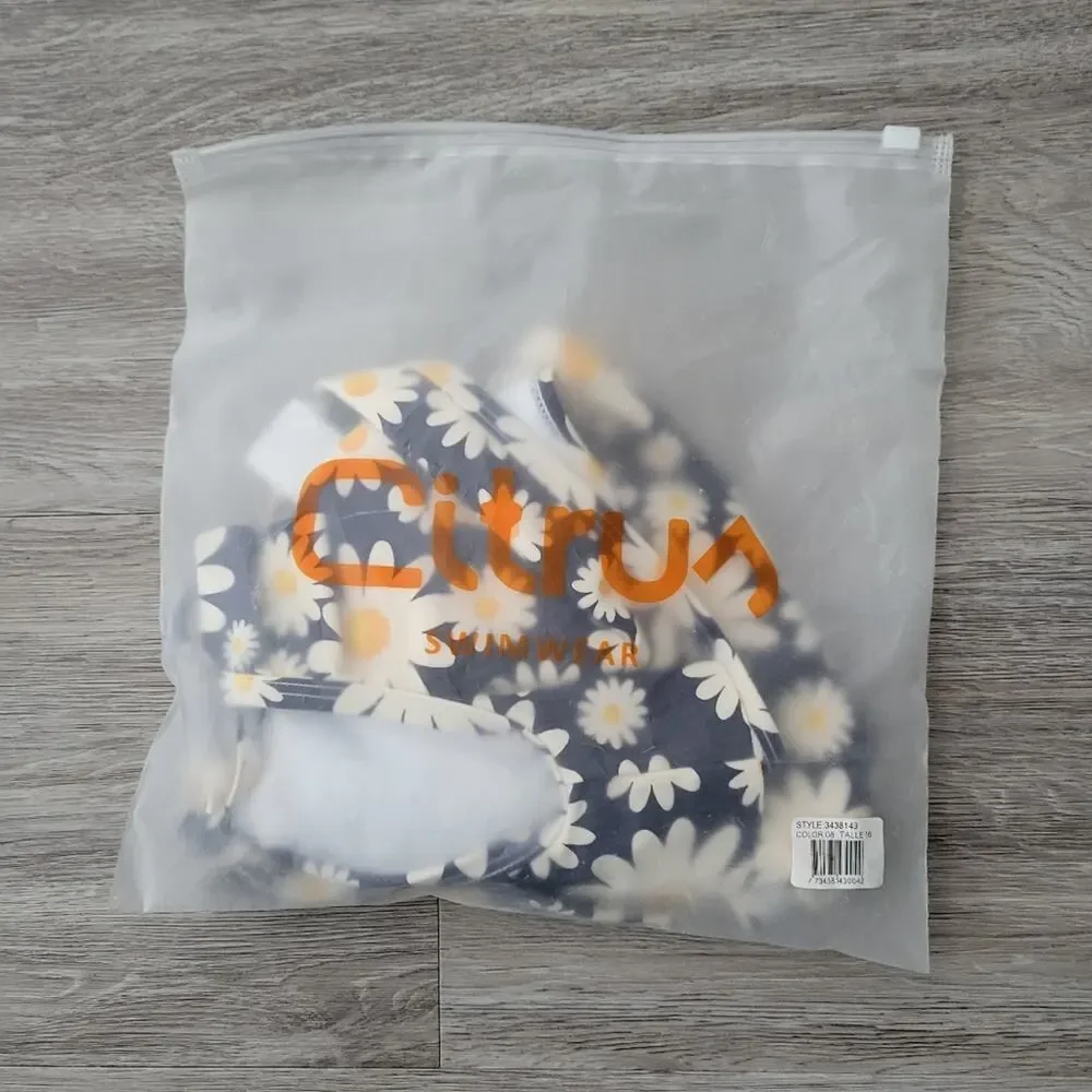 Citrus two piece ruffle top daisy print swimsuit Size 16